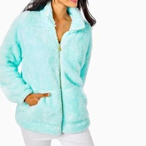 Lilly Pulitzer Blue Barkley Sherpa Zip-Up Jacket